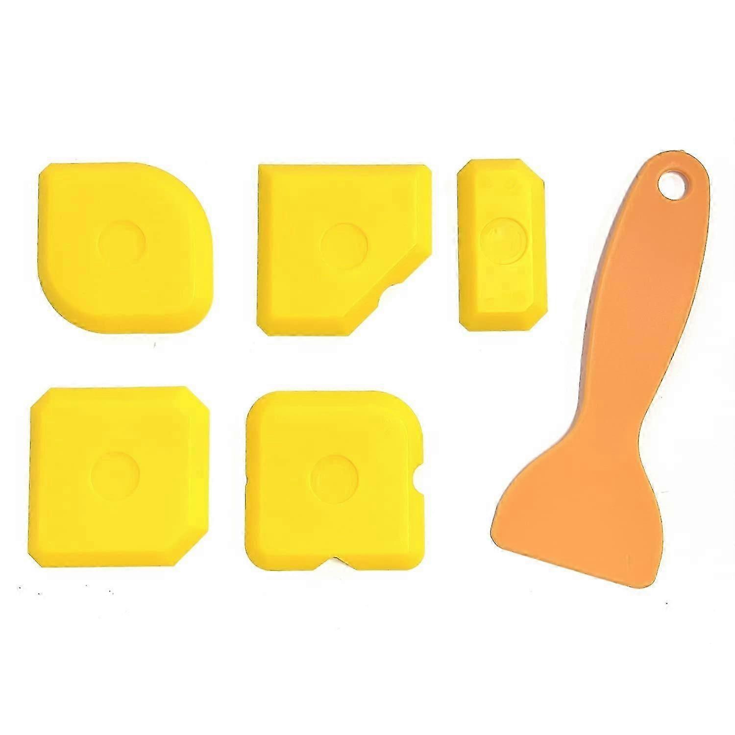 6 Piece Set Scraper, Yellow Silicone Sealant Smooth, Joint Smoother, Contour Applicator