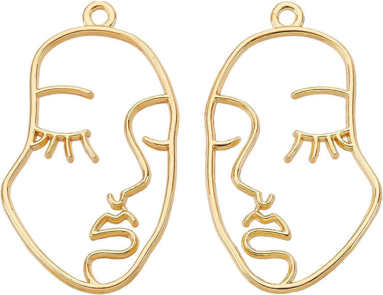 1 Box 30Pcs Human Face Charms Open Back Bezel Abstract Face Charms Golden Blanks Hollow Resin Frame Double Sided Charm Women Profile Head Charms for J