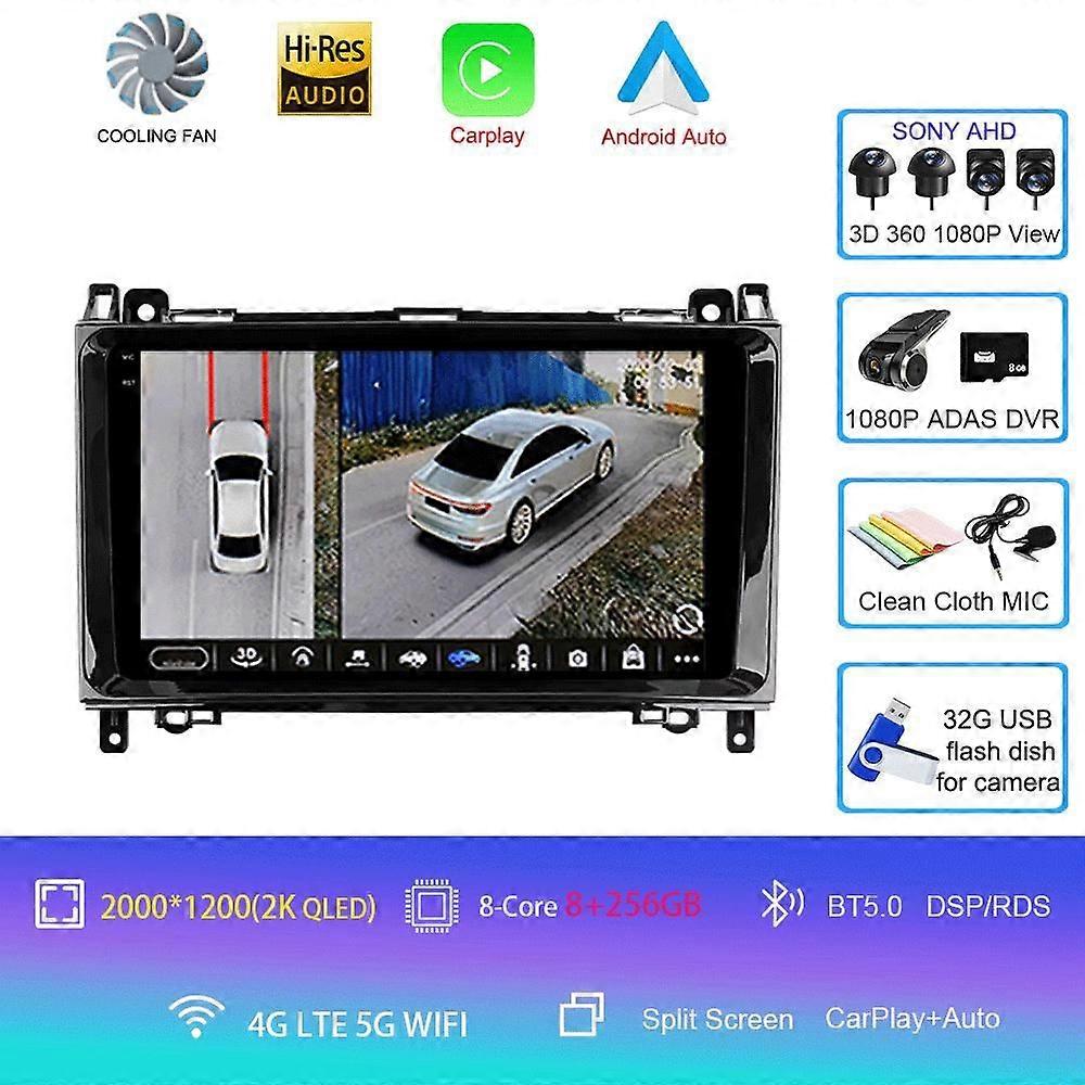 Car Radio Android 14 For Mercedes Benz B200 Sprinter W906 W639 Ab Class W169 W245 Viano Vito Multimedia Player 2 Din Stereo Dsp