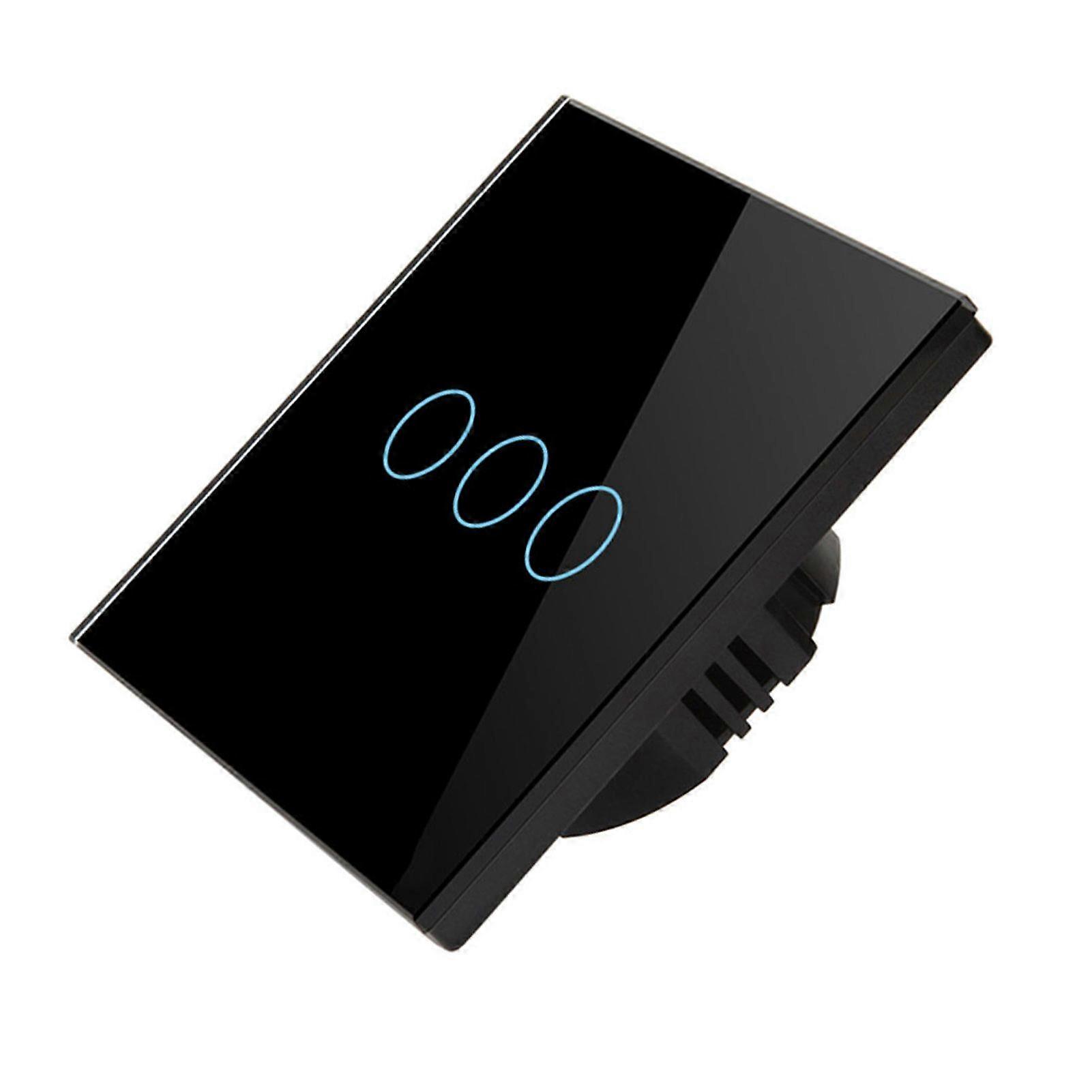 Wifi Smart Switch Single Fire AC90 to 240V APP Touch Voice Control RF433 Frequency for Google Home for Tuya 3 Gang Black