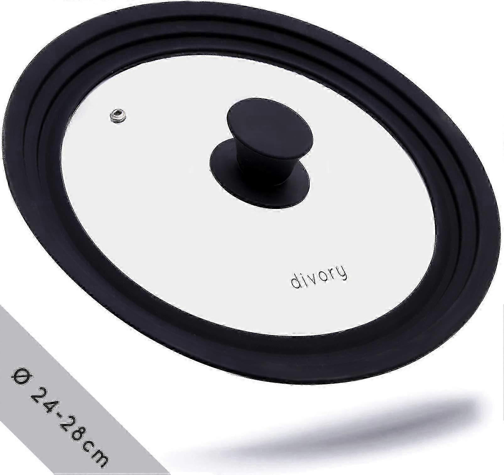 Universal Lid  28, 30 And 32 Lid Glass Lid With Silicone Edge[PB]