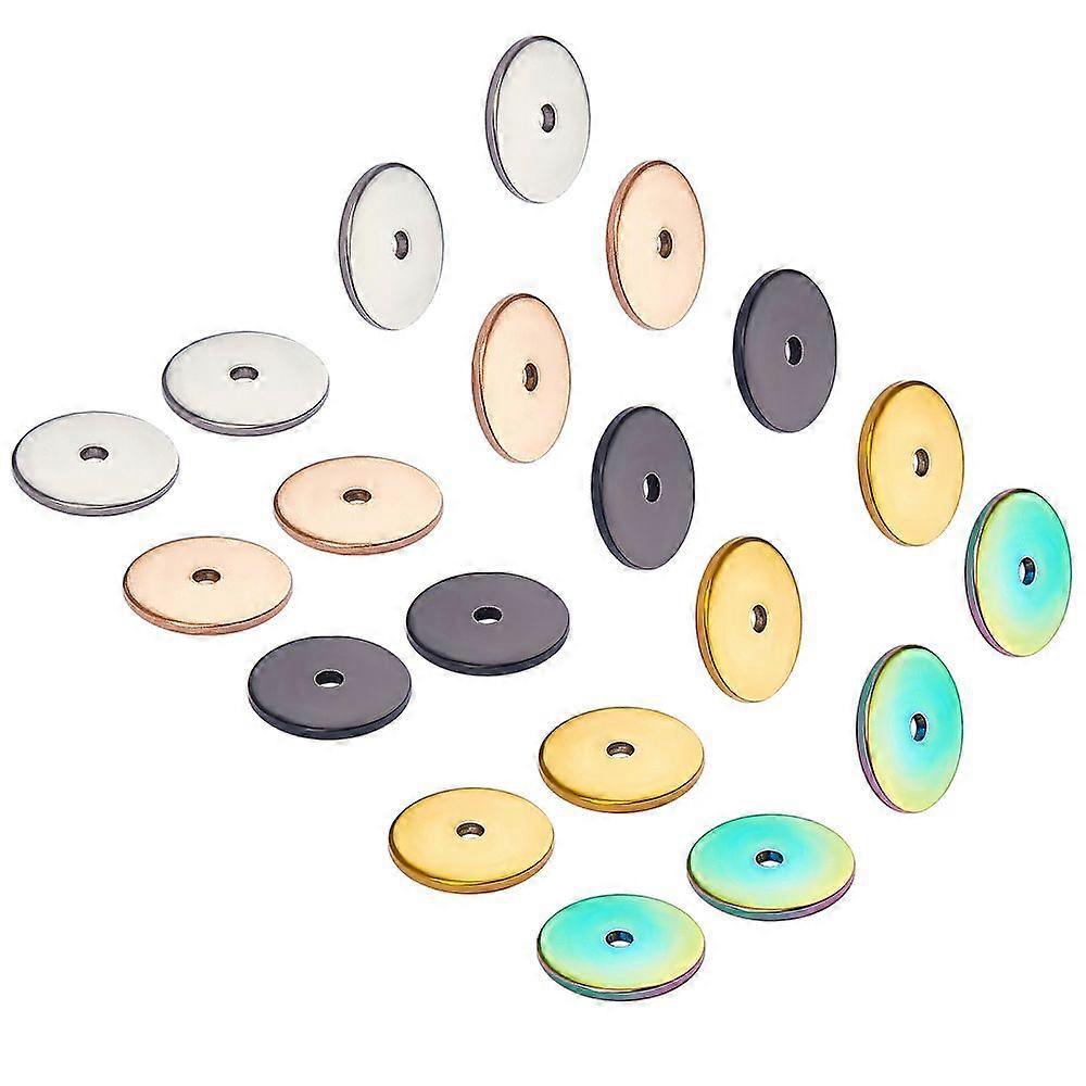 1Box PVD Vacuum Plating 304 Stainless Steel Spacer Beads Disc Mixed Color 8x0.8mm Hole: 1.2mm 5 colors 10pcs/color 50pcs/box