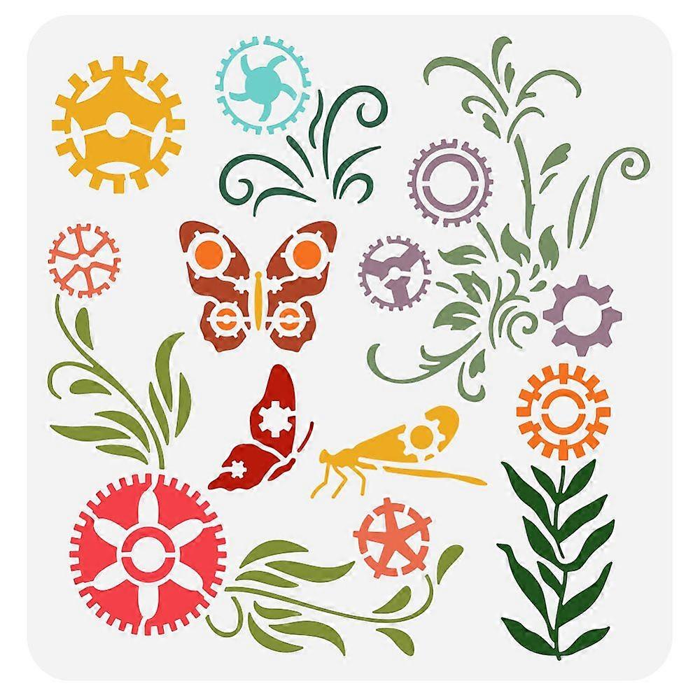 1pcペット中空アウトドローイングペイントステンシルDIYスクラップブックフォトアルバムバタフライ30x30cm