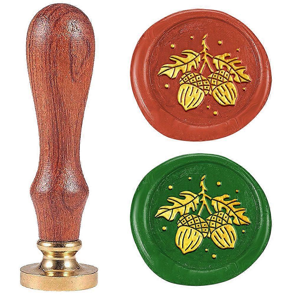 Autumn Theme DIY Scrapbooking Wax Seal Stamp with Wooden Handle for Envelopes Invitations Gift Card Acorn 83x22mm Stamps: 25x14.5mm