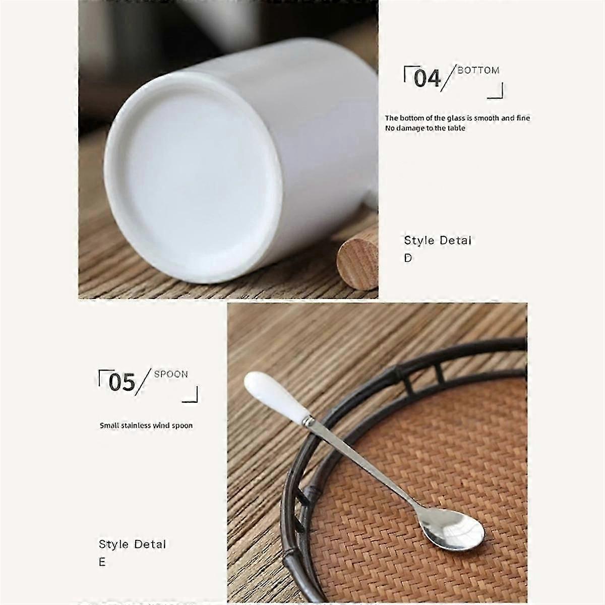 1 قطعة 310 مل من السيراميك مقبض خشبي كوب قهوة مع غطاء وملعقة كوب الأزواج كوب مطبخ مكتب هدية