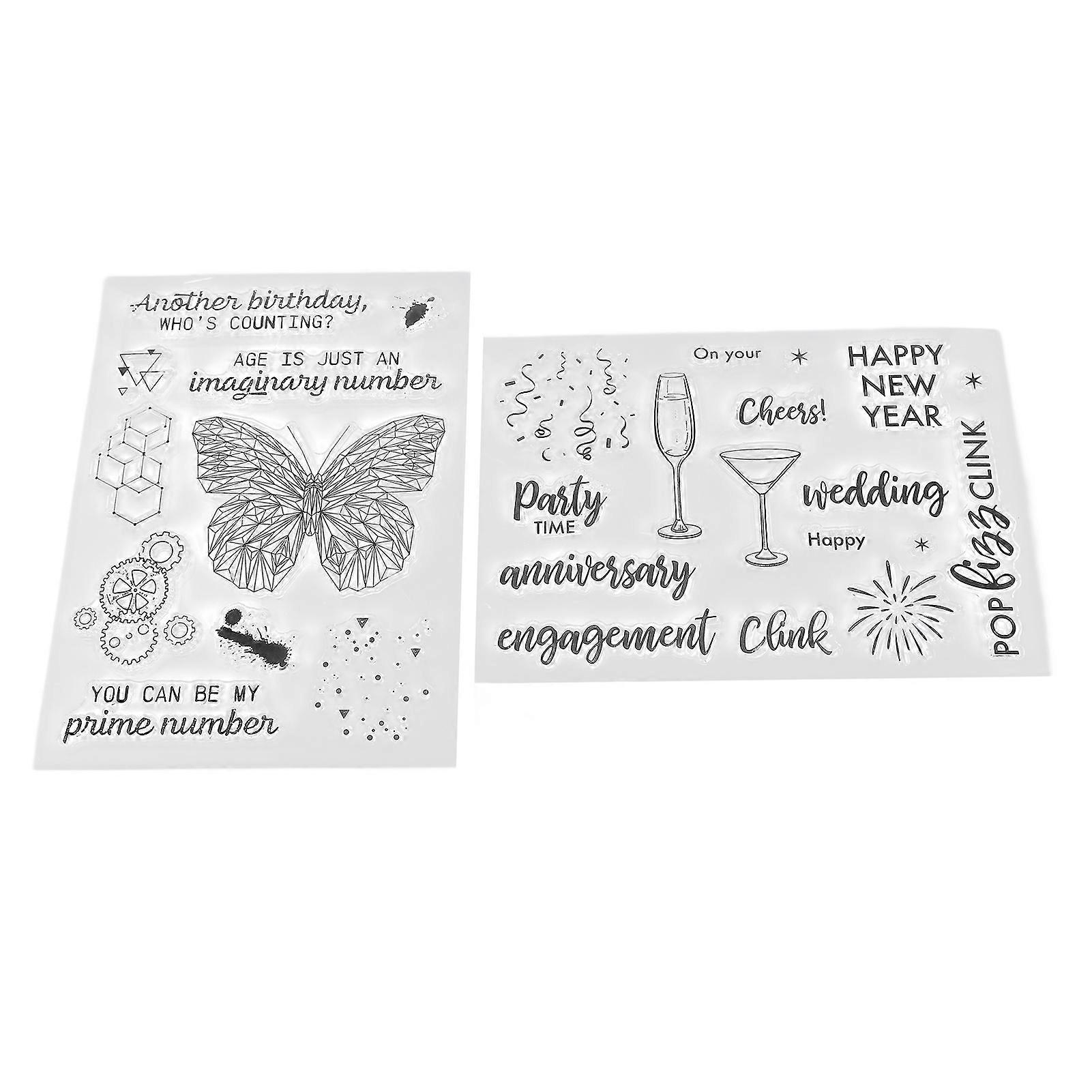 2Pcs Clear Stamp Set TPR Clear Imprint Healthy Nonirritating Recyclable Practical Transparent Stamps for Card Making