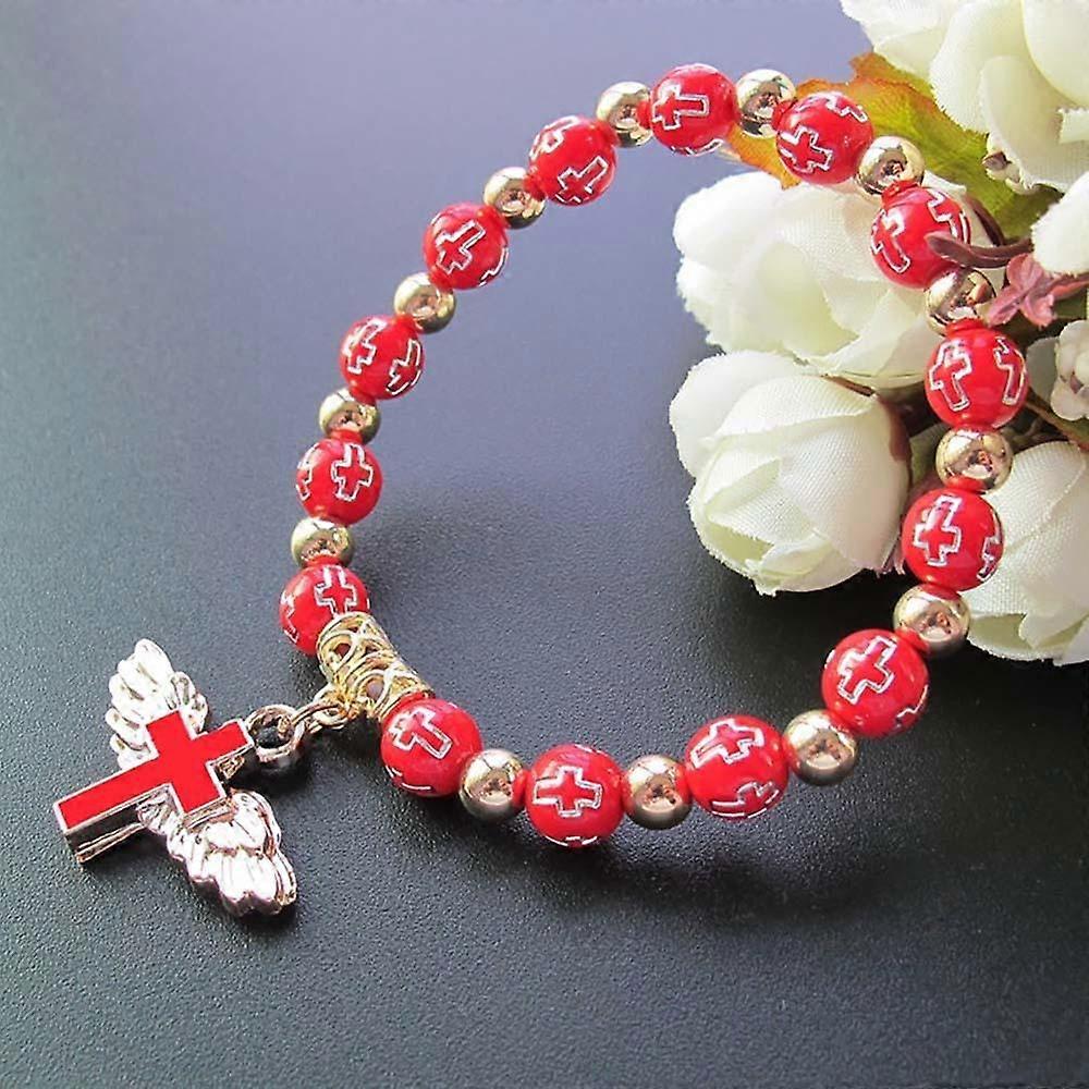 Pulseiras de Rosário com Cruz de Anjo Requintadas, Lembranças Cristãs, Pulseiras e Braceletes, Decoração, Presentes, Moda, Pulseiras, Acessórios HMM