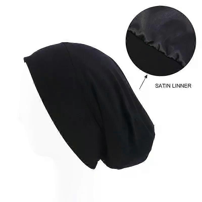 Soft Modal Sleep Beanie With Satin Lining Silky Women'S Bonnet Sleeping Cap Ladies Curls Hair Wraps Female Turban Hats
