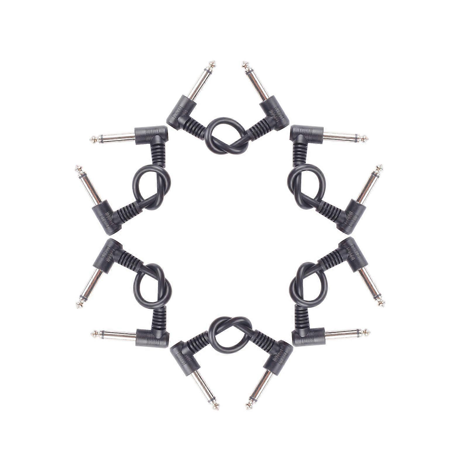 6Pcs Guitar Patch Cables 7 Inch Guitar Pedal Cable 6.35mm Interface Right Angle Type Connectors Noise Reduction Line Guitar Effect Patch Cables for Mu