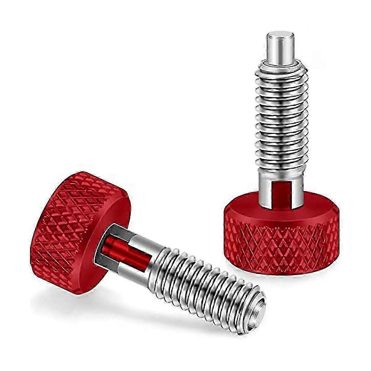 2 Packs Red Hand Retractable Spring Plunger With Knurled Handle M6 Type Quick Release Pins For Roll
