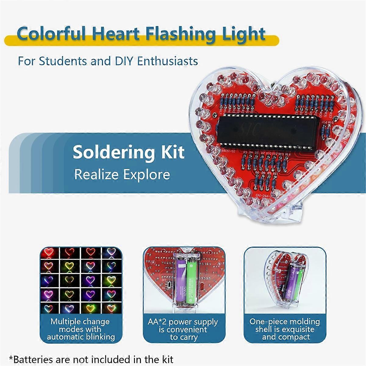 thumbnail image 2 of Soldering Practice Set With Heart Shaped RGBs LED Lights Educational Electronic Kits For Students And Hobbyists 2 of 10