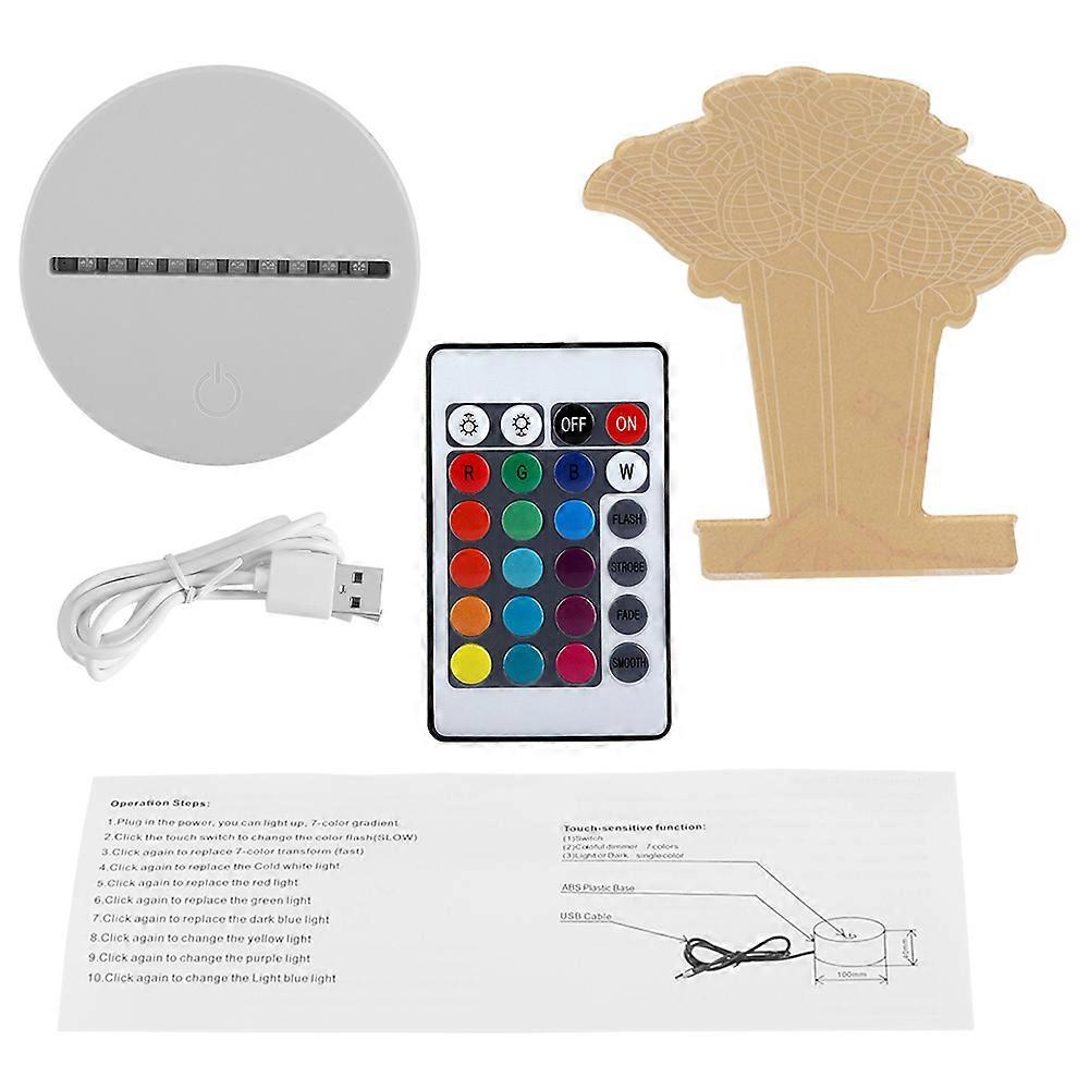 4.5V Seven-Color Acrylic Touch Switch Lamp Base Light with Adjustable Brightness and Pattern Design