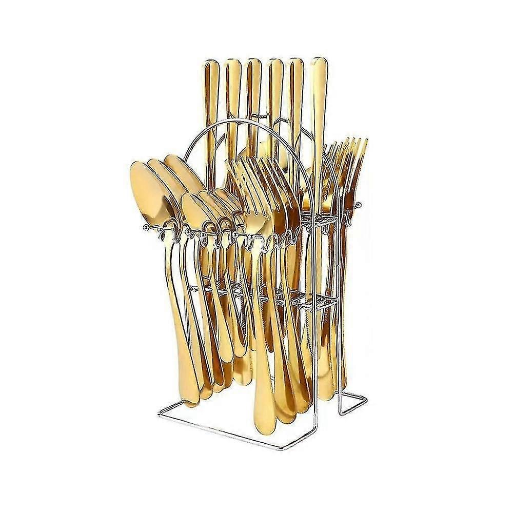 Silverware Set 24 Piece Silverware Cutlery Set With Stand Include Knife Fork Spoon,hanging Stainles