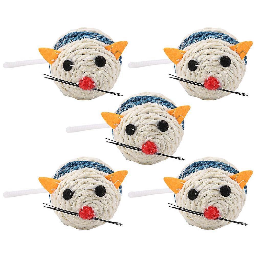 5pcs 6cm Sisal Hemp Cat Chew Toy Balls for Teeth Cleaning and Training, Durable Mouse Design