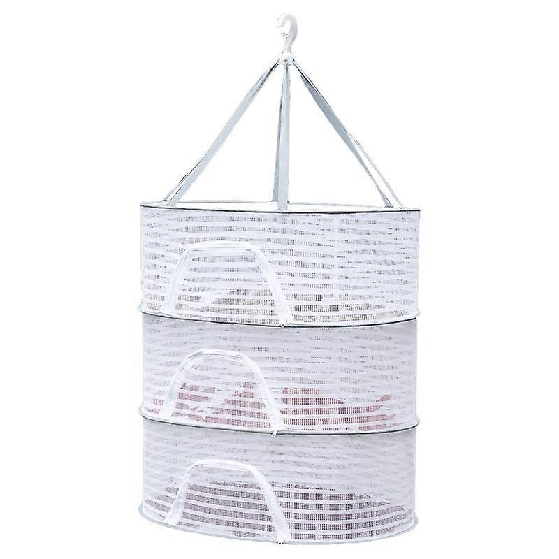 40x60CM Drying Rack 3 Layers Hanging Mesh Polyester+Steel Wire Net for Seafoods,Fruits,Clothes