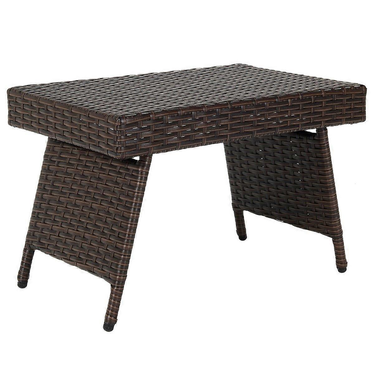 Folding Coffee Table Outdoor Side Table with PVC Top 60 x 40 x 40 cm Brown