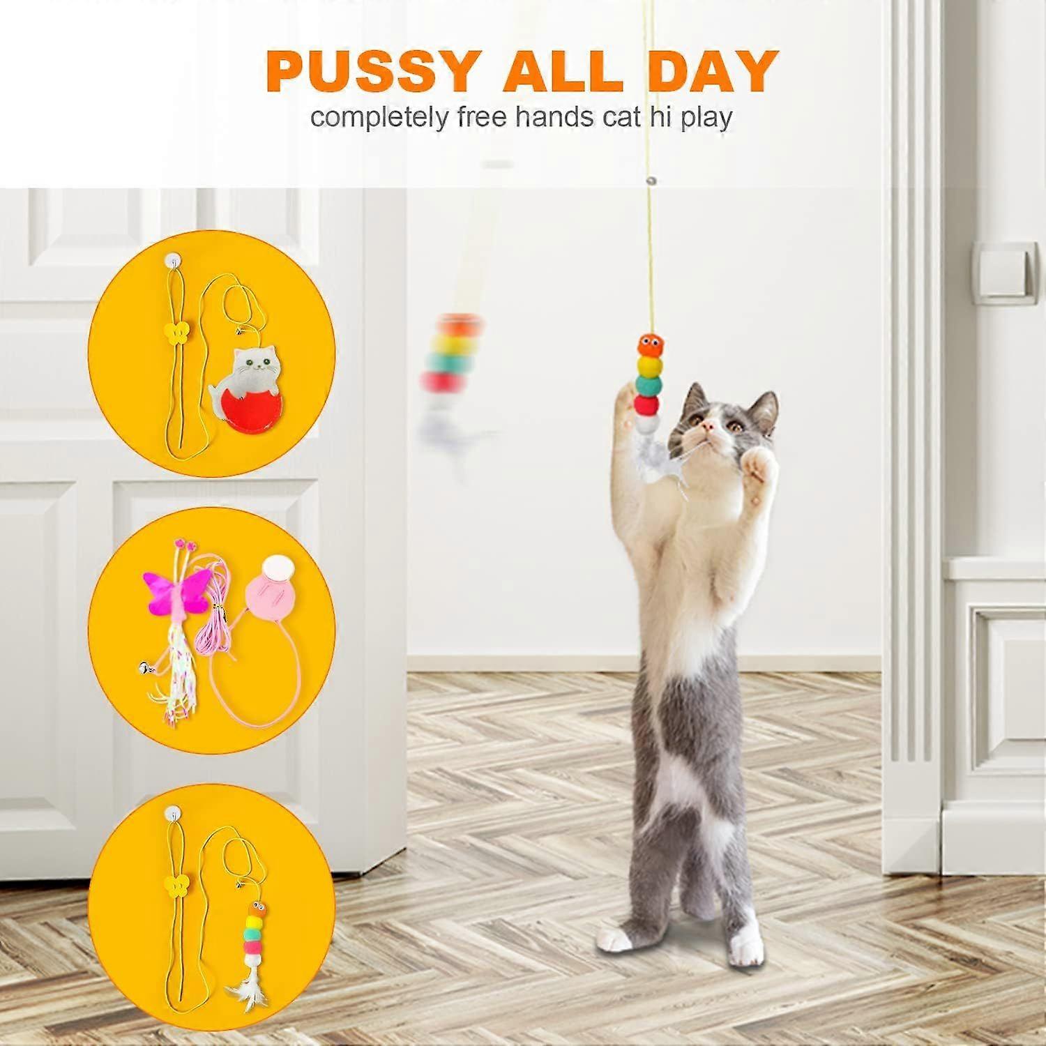 Hanging Cat Toys for Indoor Cats,Kitten Toys 3Pack Retractable Cat Toy Rope,Hanging Door Bouncing Cat Toy ,Interactive Cat Toys for Exercise_Special G