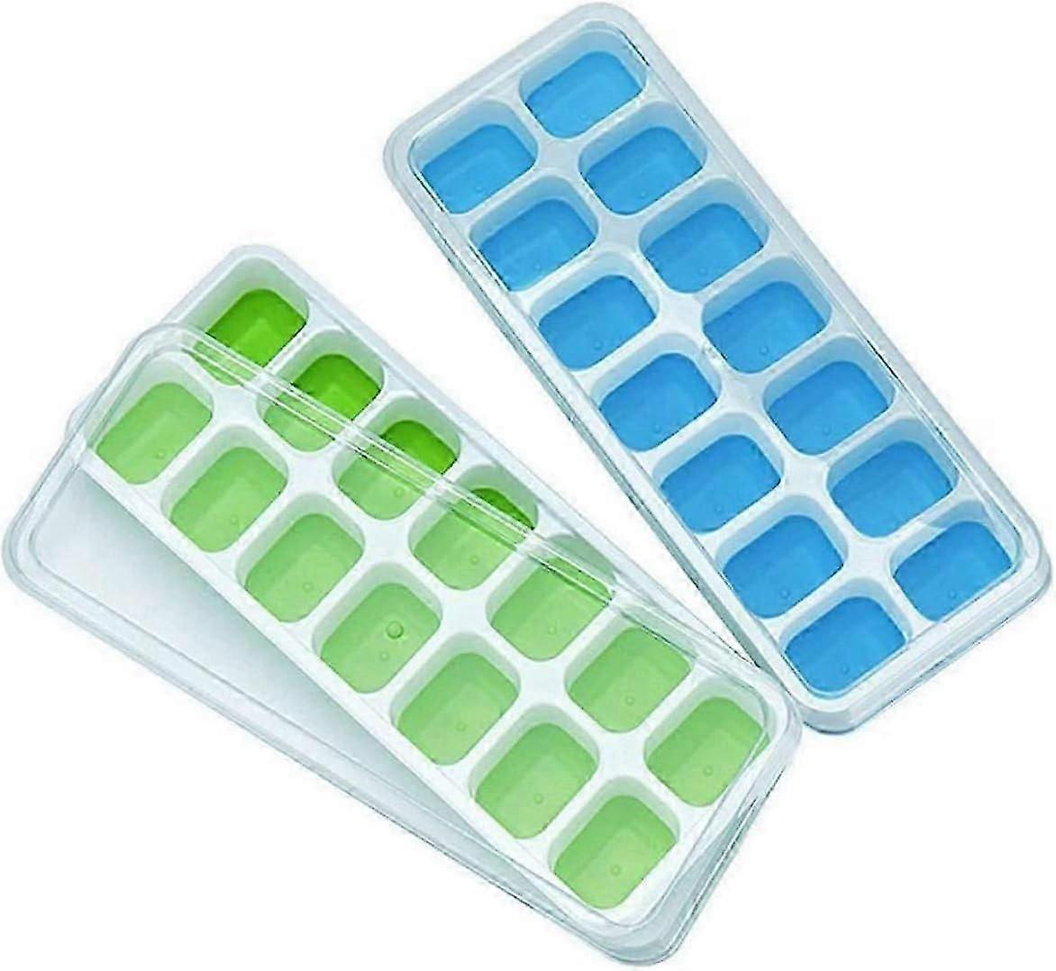 Ice Cube Trays, Silicone Easy-Release and Flexible 14-Ice Trays with Spill-Resistant Removable Lid
