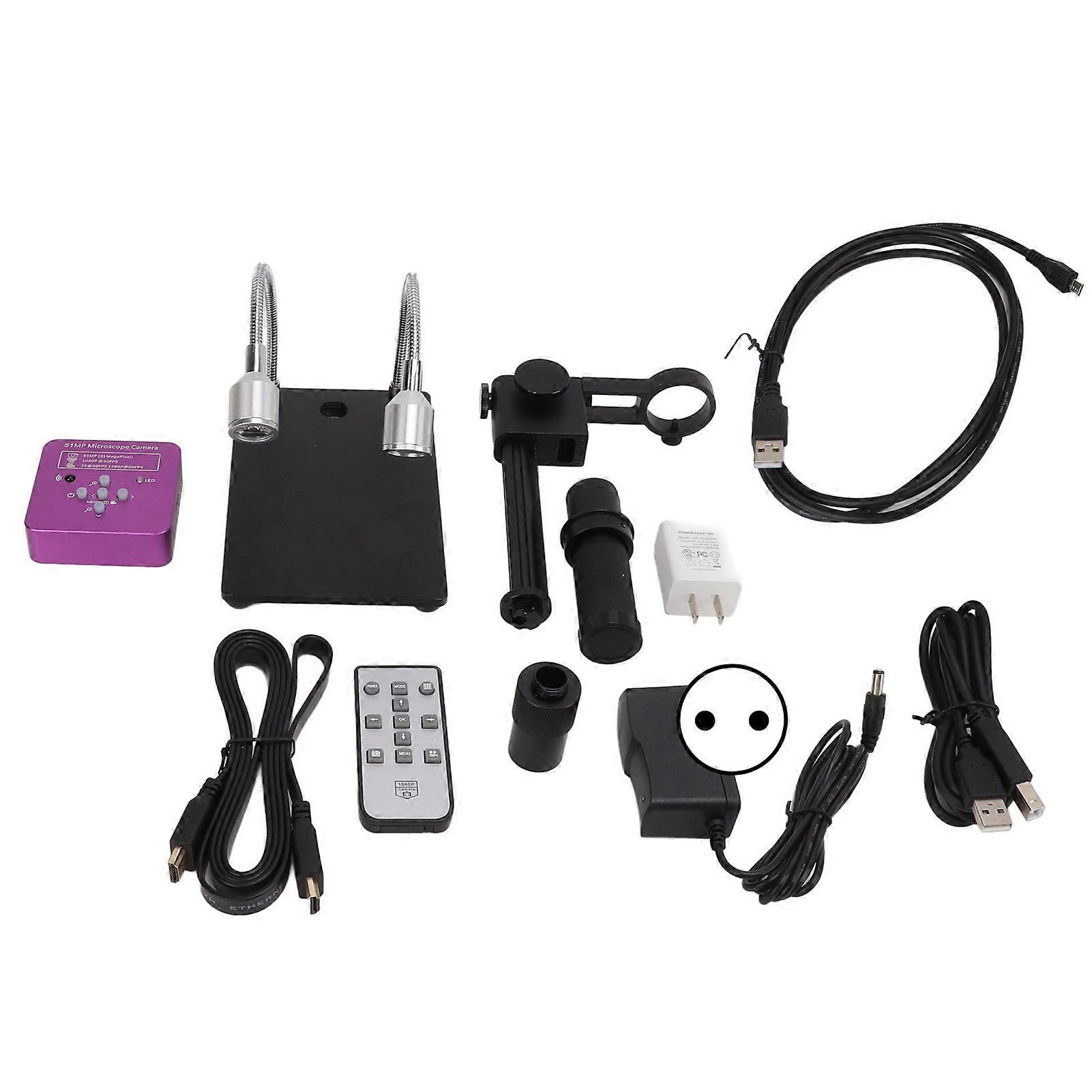 2K 51MP USB HD Multimedia Interface Microscope Camera 150X C Mount Lens Remote Control Full Set AC 100‑240V