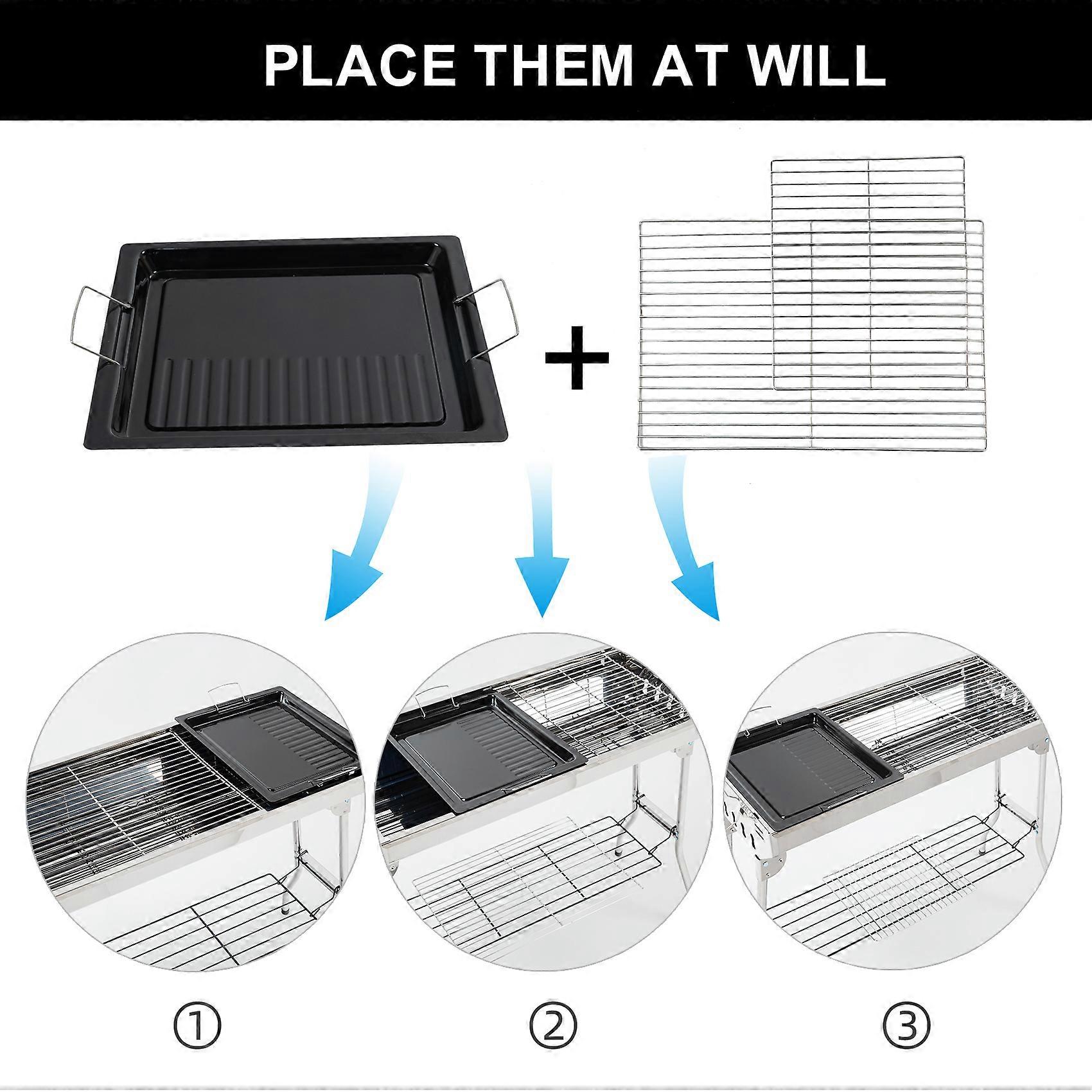 Barbecue in acciaio inox Barbecue portatile facile da piegare all'aperto Barbecue Griglia per barbecue da picnic leggera Griglia a carbone con Stor