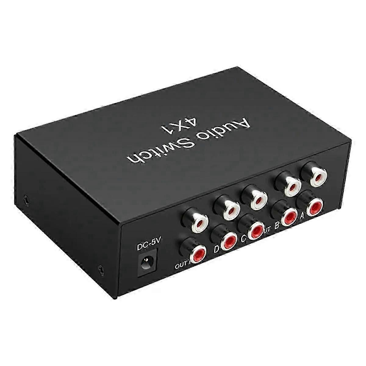 4 Way L/R Stereo Audio Switch 4 in 1 Out Audio Switcher Sound Channel Audio Switch Selector for DVD Edition