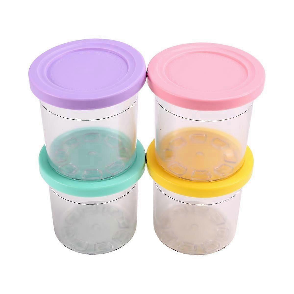 4PCS Ice Creami Pints & Lids for Creami NC300 NC301 NC299AMZ Pints 16OZ Cups Ice Cream Maker Dishwa