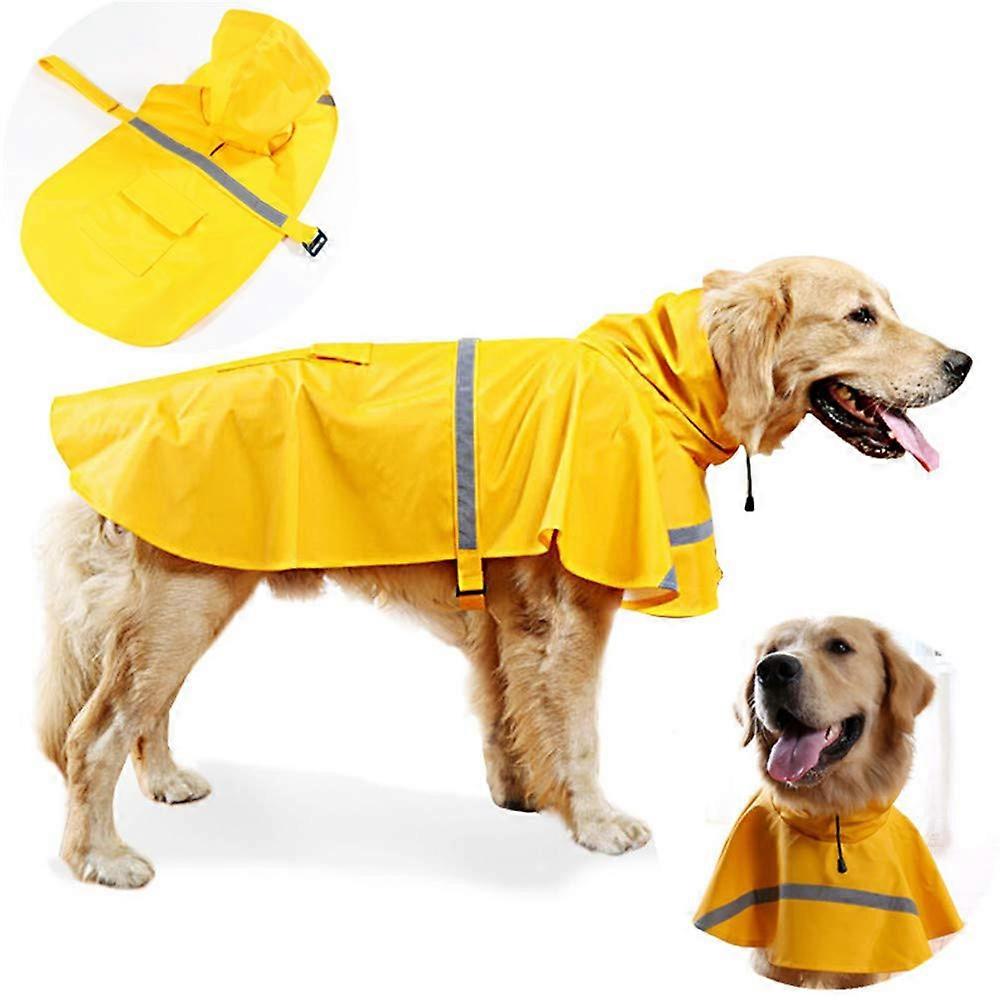 Dog Raincoat Waterproof Lightweight Adjustable with Hood for Small Medium Large Dogs in Yellow, Size Medium