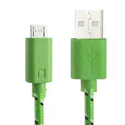 Micro USB Data Transfer & Charge Cable-3m Nylon Netting,Green Green