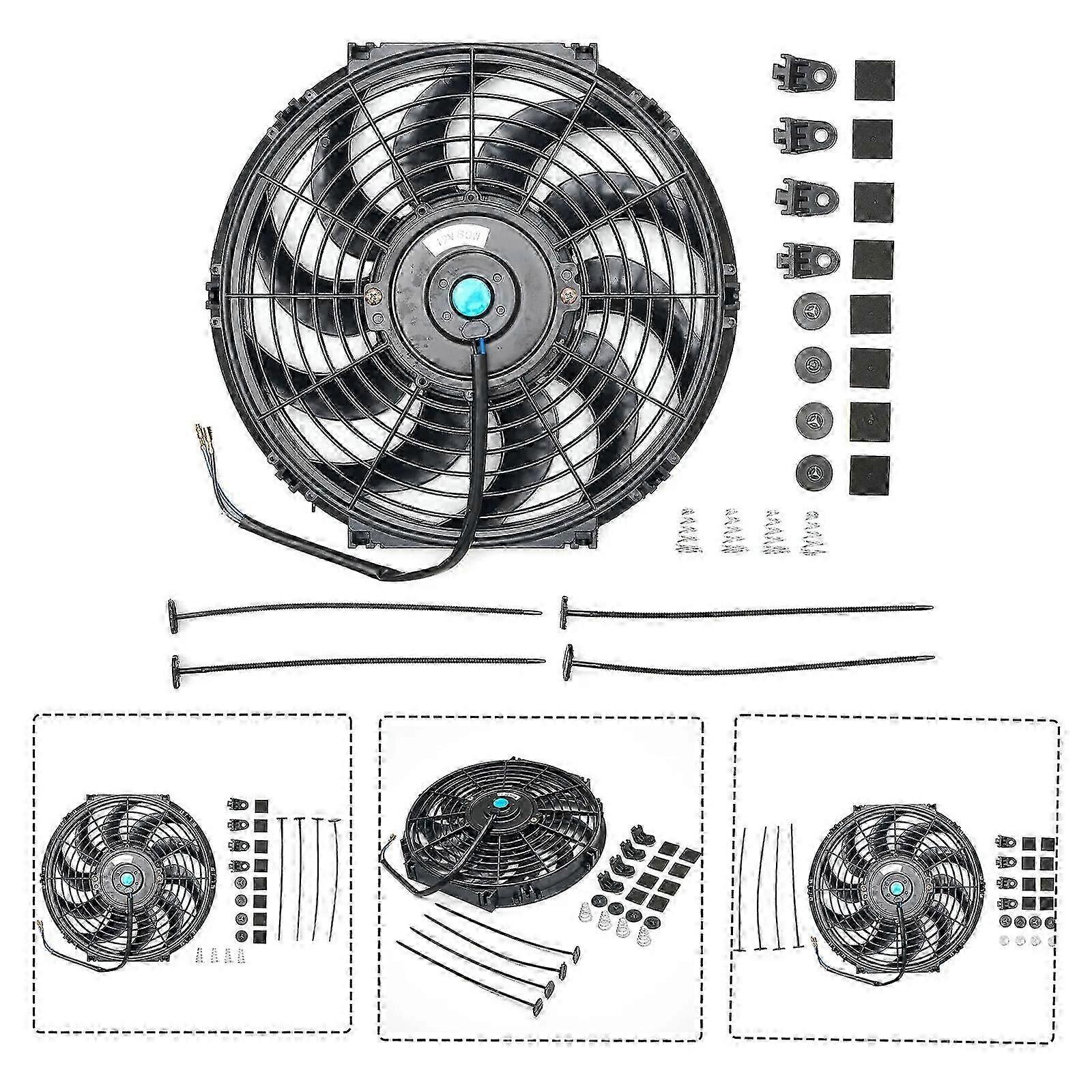 Ventola Di Raffreddamento Elettrica 12 Pollici 12V 80W - Ventilatore Sottile Per Radiatore/intercooler Auto, Con Kit Di Montaggio