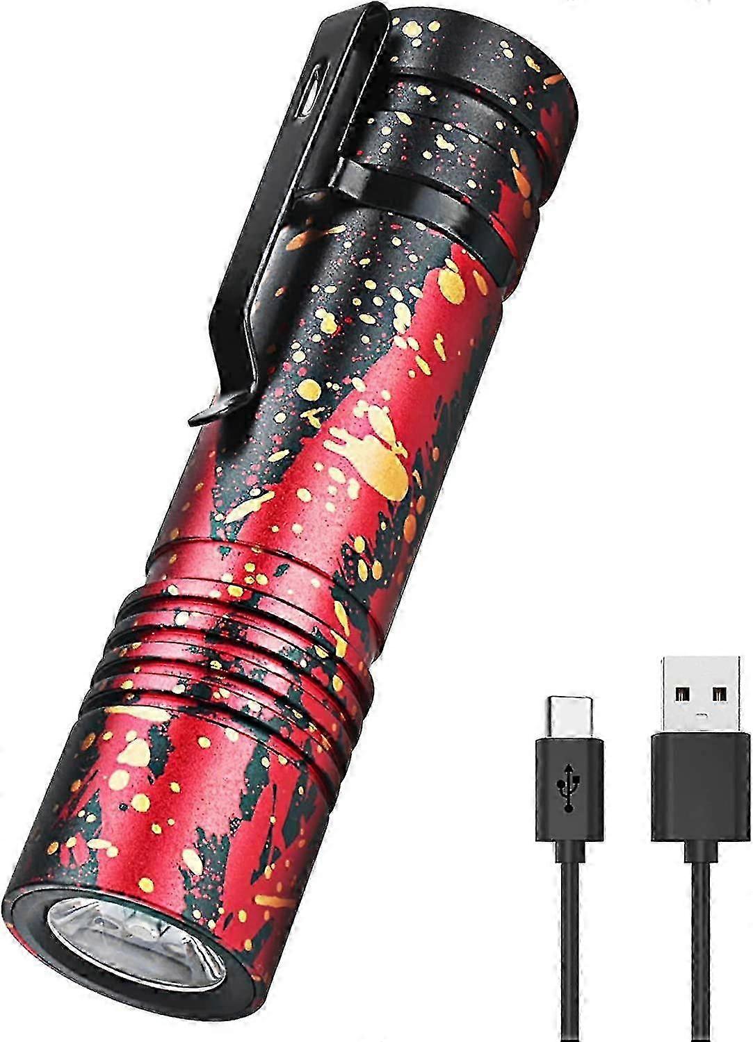 Camouflage Super Powerful Flashlight, Mini Led Flashlight Type-c Rechargeable, 5 Flashlight Modes With Memory Function