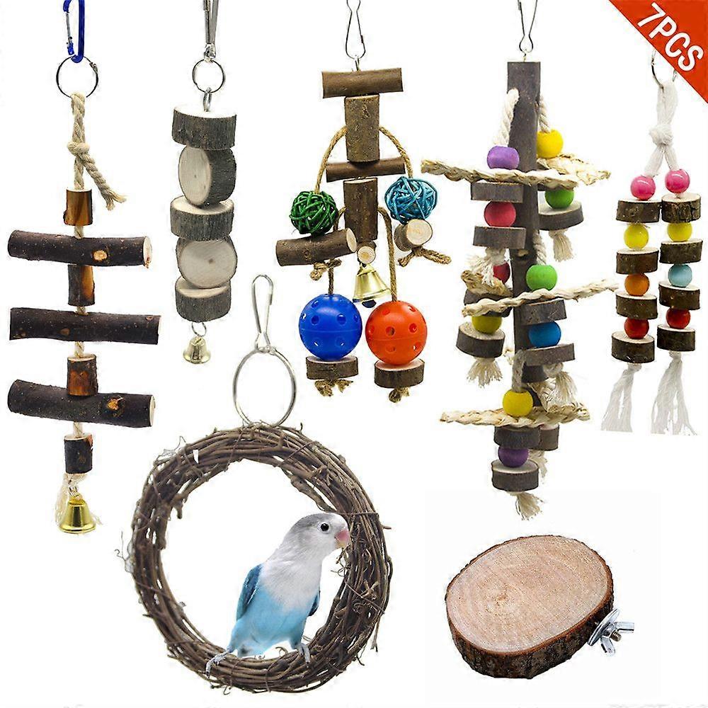 7 Pieces Full Log with Leather, Chewing Toy Set, Environmentally Friendly and Healthy