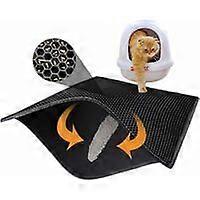 Cat Litter Mat Cat Litter Tray, Waterproof Non-Toxic EVA, Double Layer Honeycomb Design (76x61cm, Black)
