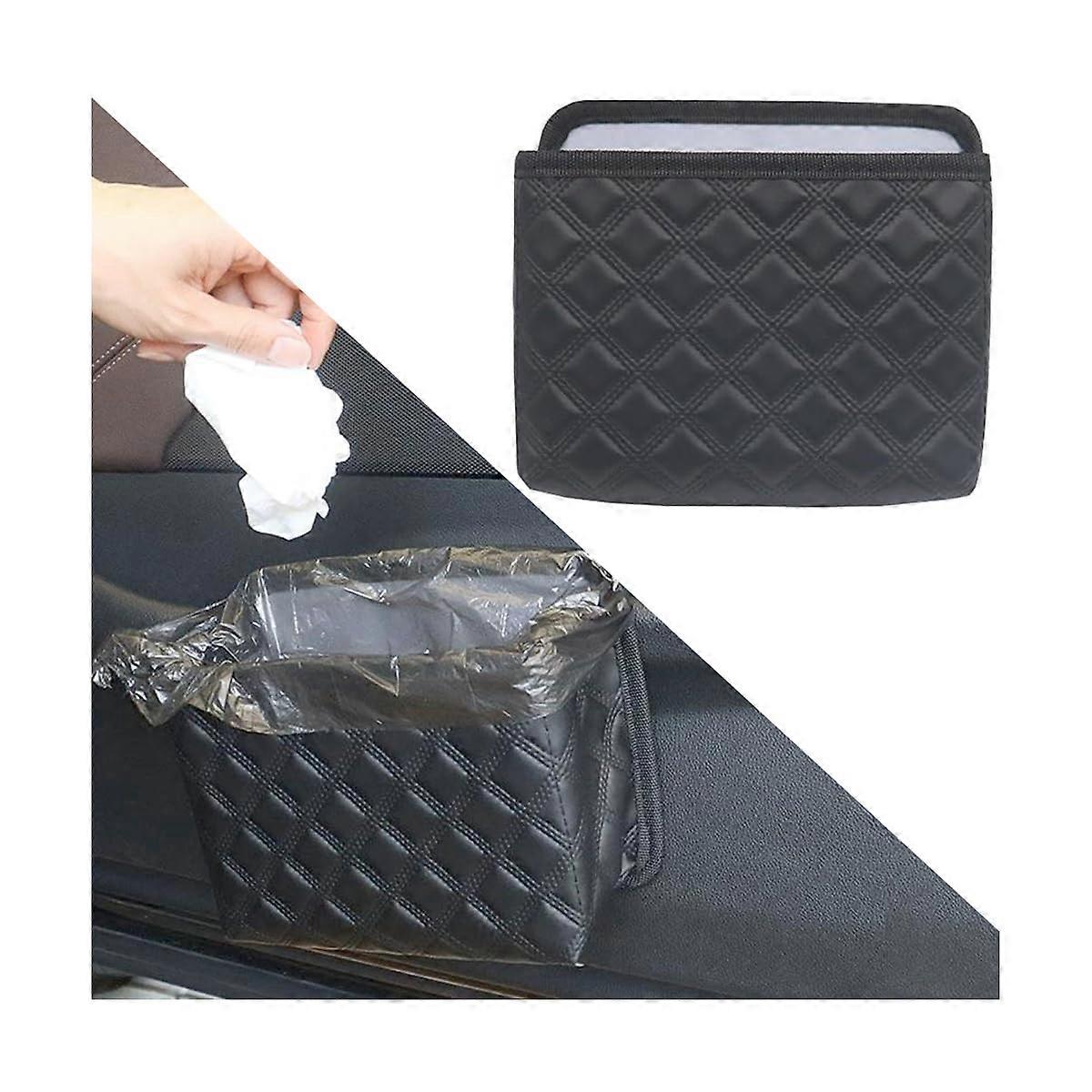 Car Trash Can, Leather Foldable Vehicle Hanging Dustbin, Leakproof Accessories