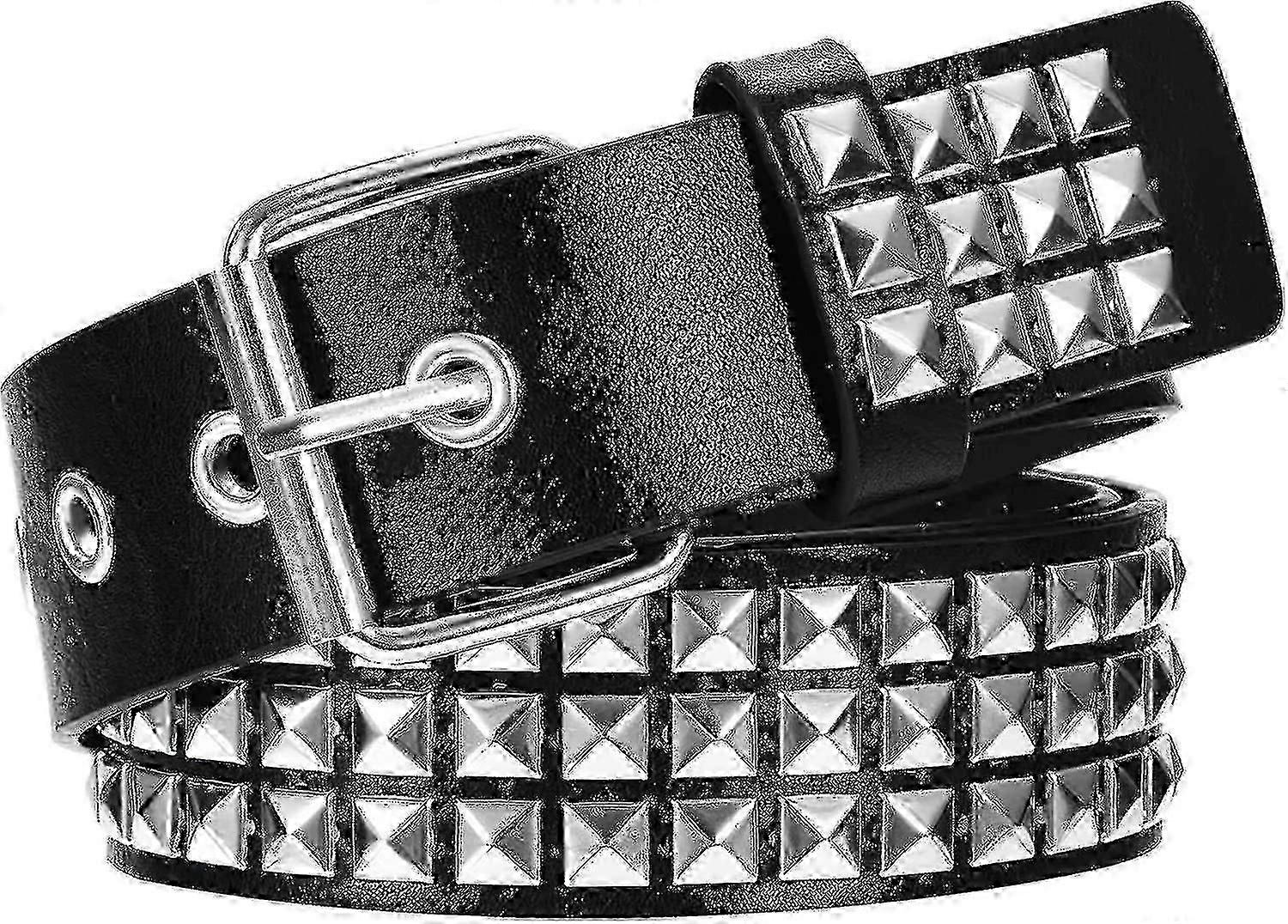 Dubbbälte Rock Rivet Bälte Punk Pu Läder Pyramid Dubbat bälte för kvinnor Män Jeans Gotiska kläder Accessoarer