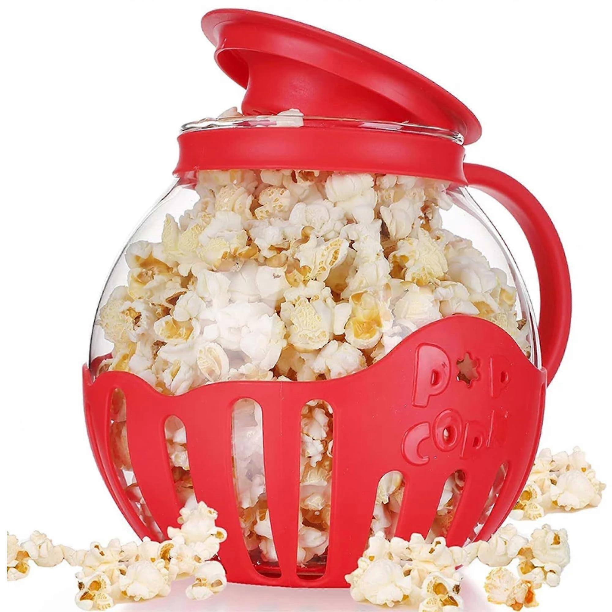 Microwave Popcorn Popper with Borosilicate Glass, 3-in-1 Silicone Lid, and Secure Grip Design for Easy Use