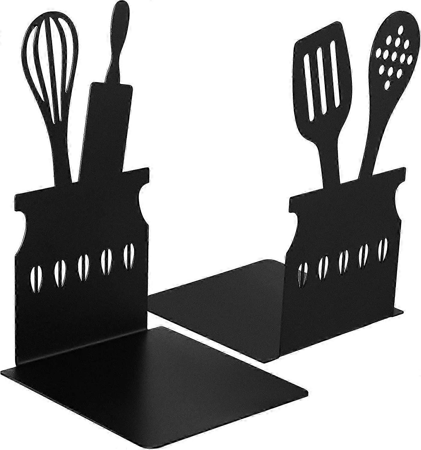 Black Kitchen Bookends 5.9 x 3.9 x 3.9 Inch Spoon Decorative