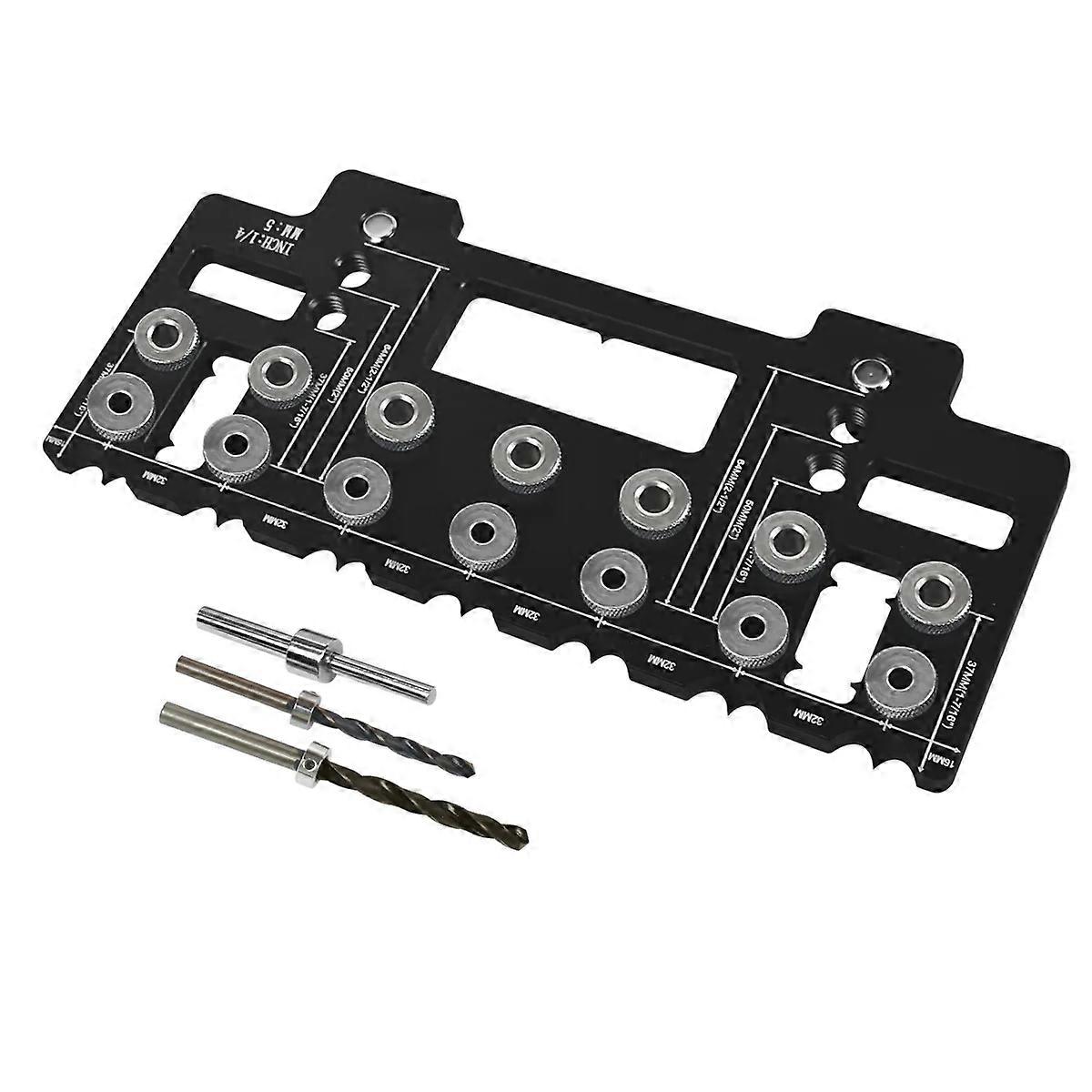 Multifunctional Pocket Hole Jig Set - Aluminum Alloy Tool For Precise Woodworking, Handle Punch Locator, Black/red