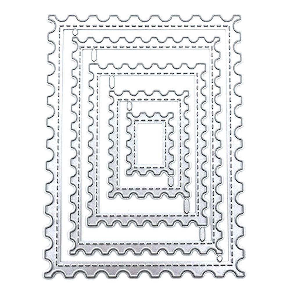 5pcs Postage Stamp Dies Wavy Card Making Dies Rectangular Dotted Line Dies Scrapbooking Templates for Crafting Card Scrapbook Projects