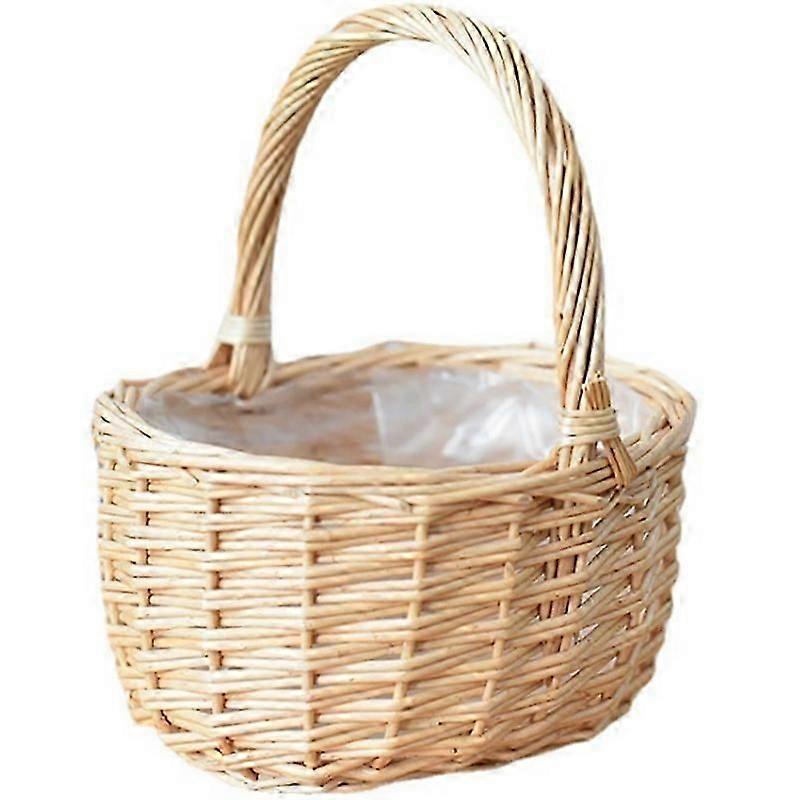 الخوص المحمولة سلة ترتيب الزهور الأخضر النبات المنسوجة سلة تخزين البيض سلة