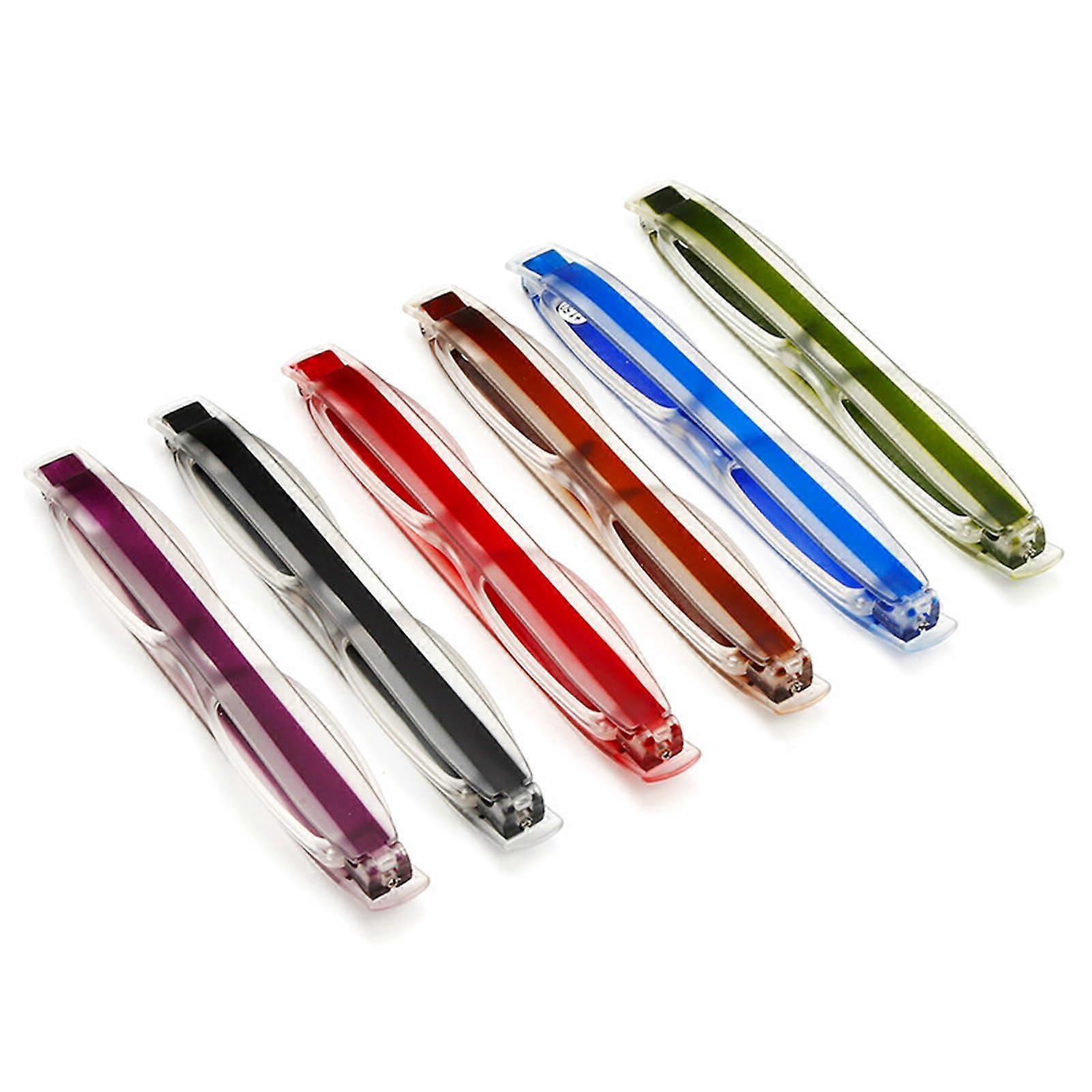 6Pack Foldable Slim framed Reading Glasses Pen Shaped Reader Rotatable 360° Magnifier