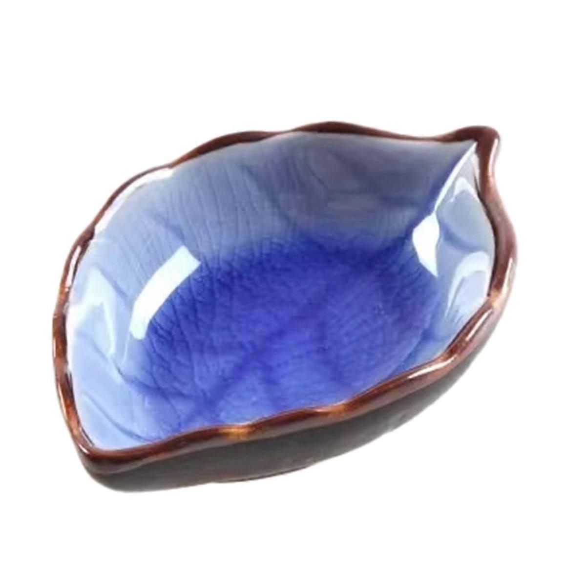 Ceramic Leaf-Shaped Seasoning Dish, Ice Crack Glaze C