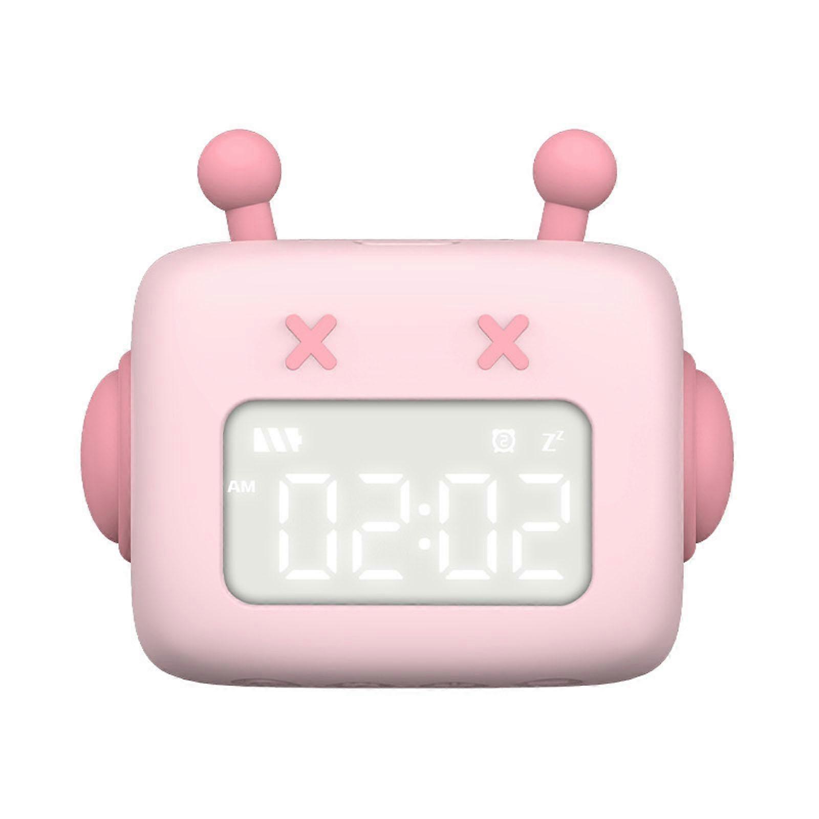 Intelligent Robot Alarm Clock Led Digital Display Student Clock Ornament Supplies for Festival New Year Time Clock  Pink