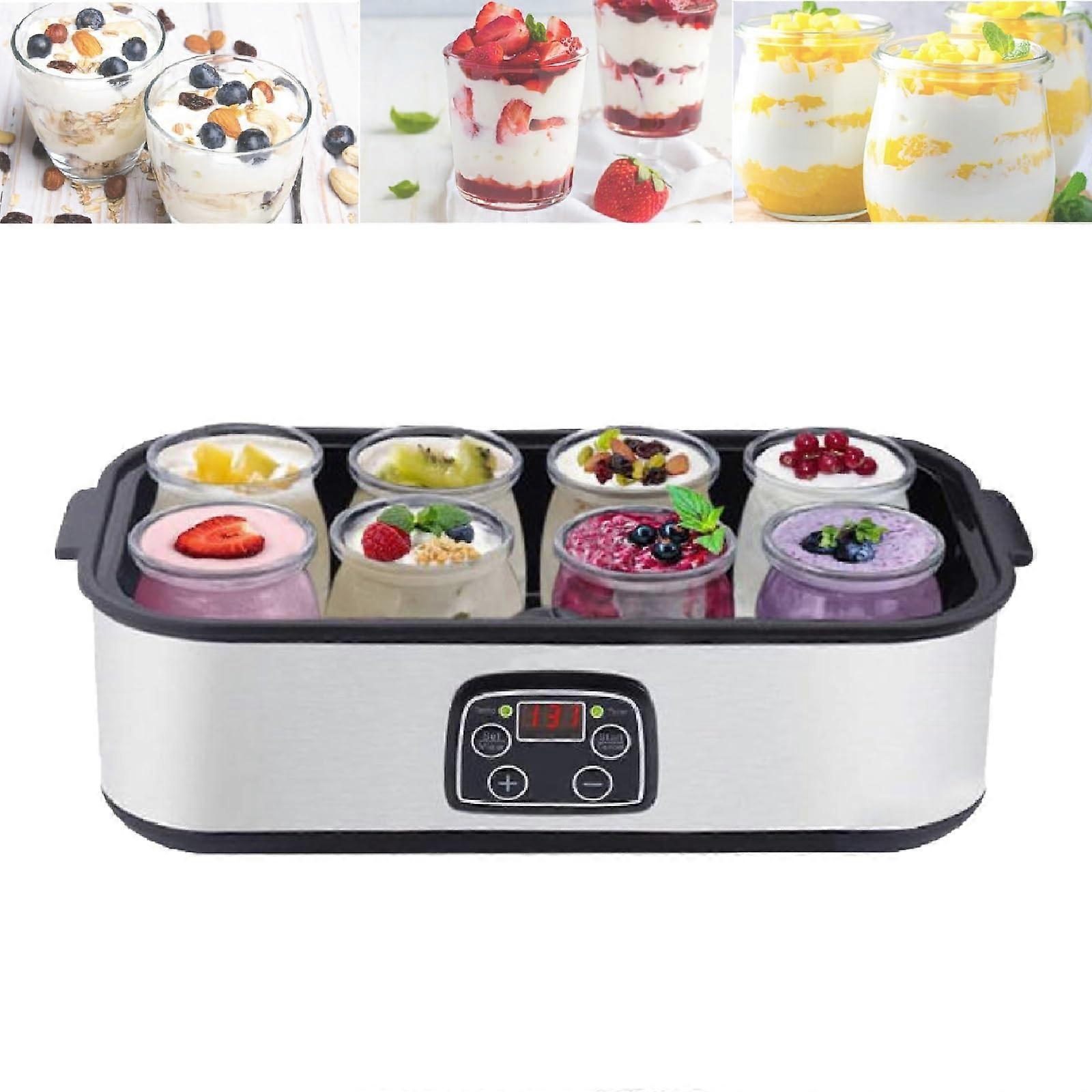 1400ml Yoghurt Maker with 8 Containers, Automatic Control, Stainless Steel, Family Silver