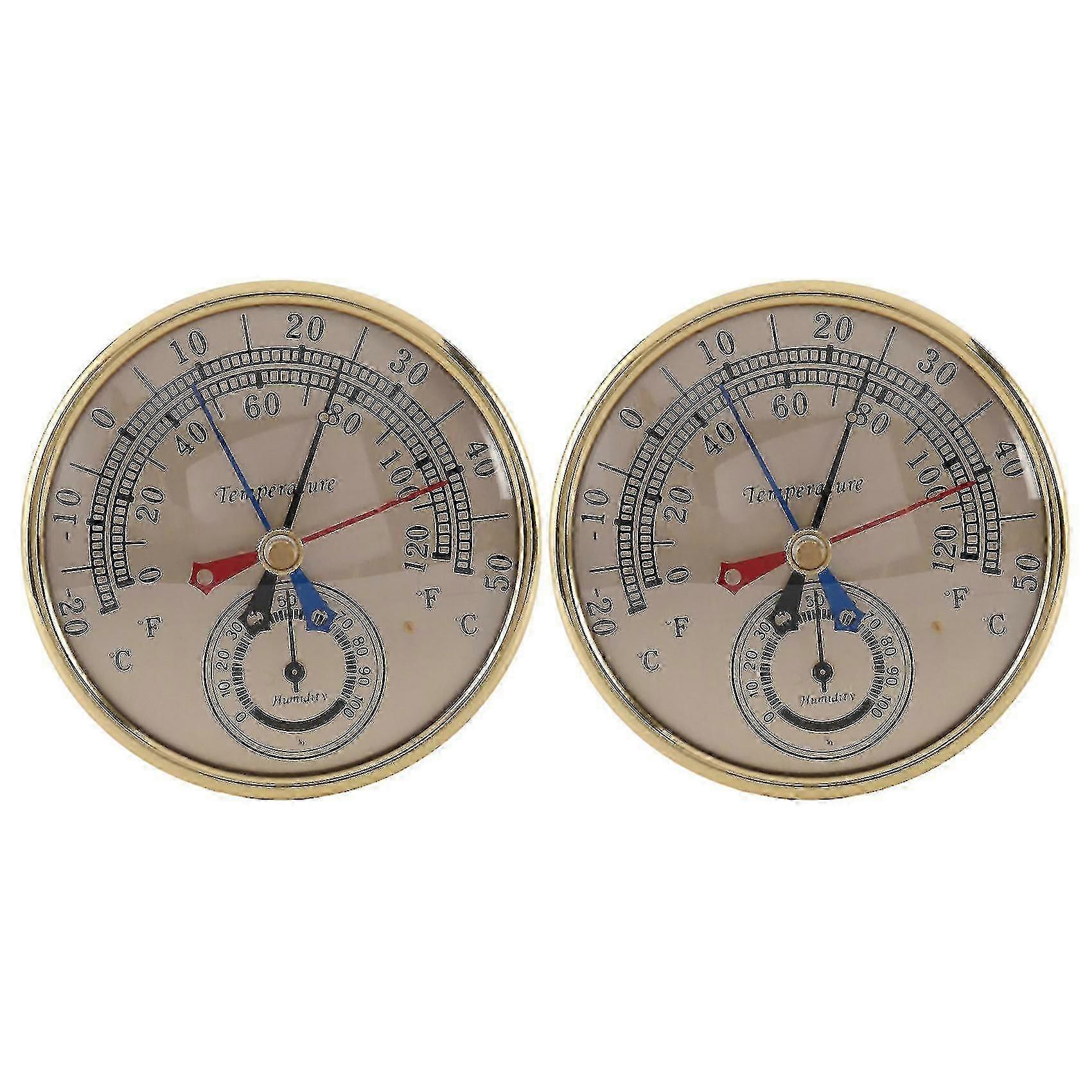 2pcs 5 インチ最小温度計湿度計ウォールマウントウォールハングアナログアンチレイン温度 Humidit