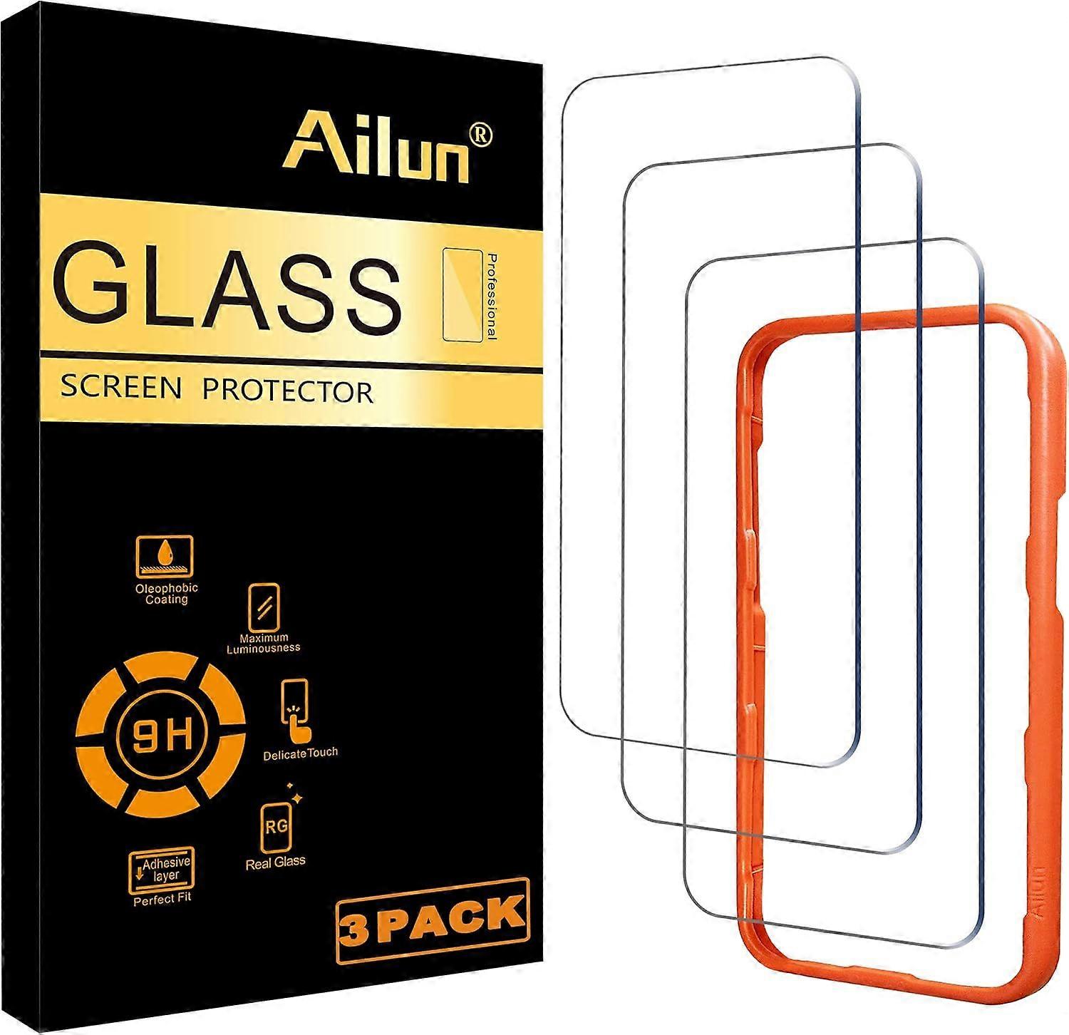 Ailun 3 Pack Screen Protector for iPhone 16max Pro [6.9 inch] with Installation Frame, Tempered Glass, Sensor Protection, Dynamic Island Compatibl