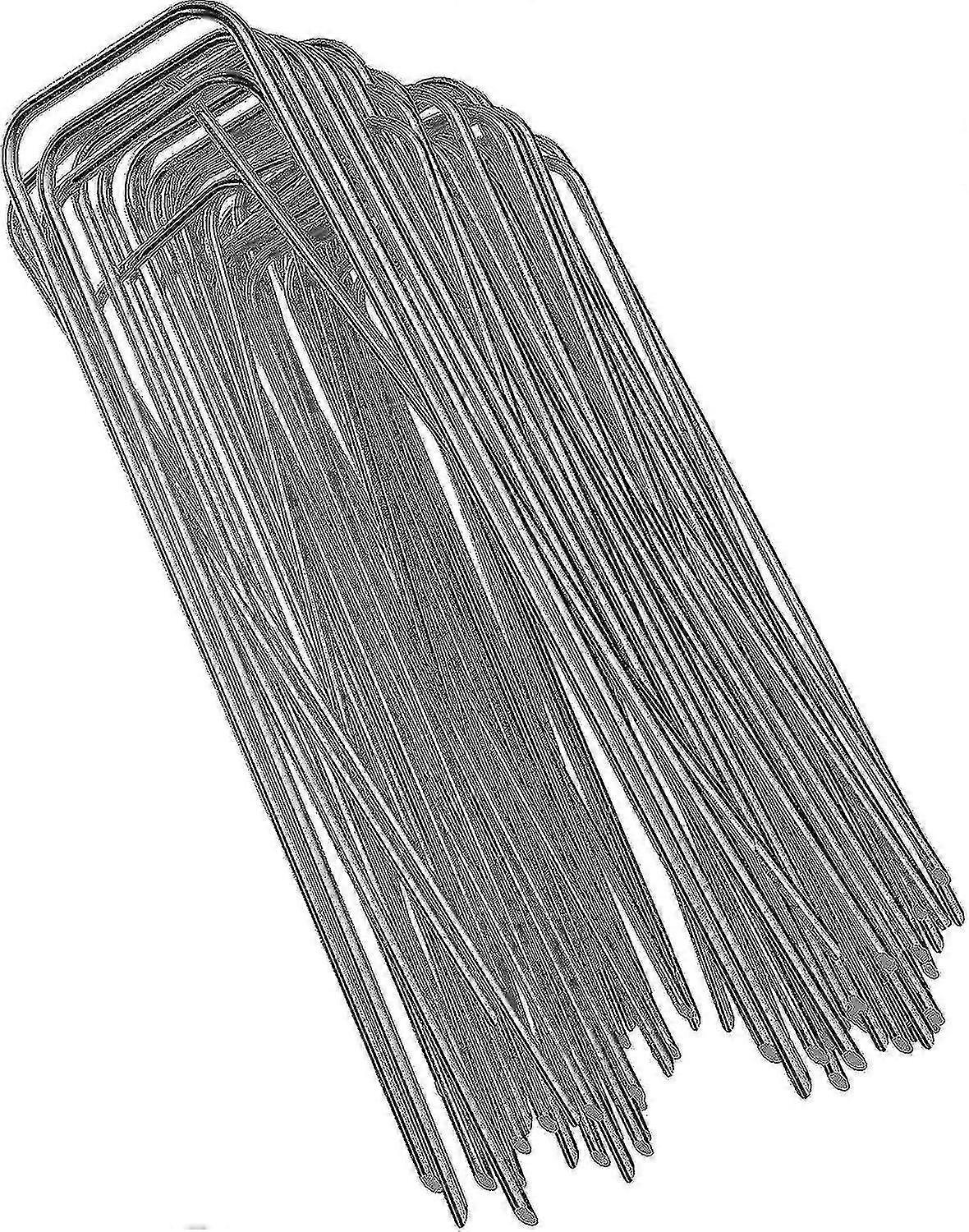 100パックヘビーデューティー11ゲージ亜鉛メッキ鋼ガーデンステークスステープル固定ペグ雑草生地ランドスケープファブリックネットグラウンドZTM