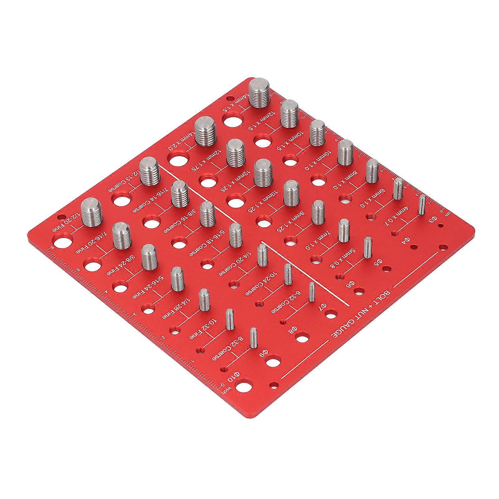 Thread Checker Nut Bolt Identifier 28+8 Thread and Bit Size Gauge Aluminum Alloy Combination Measurement Tool 