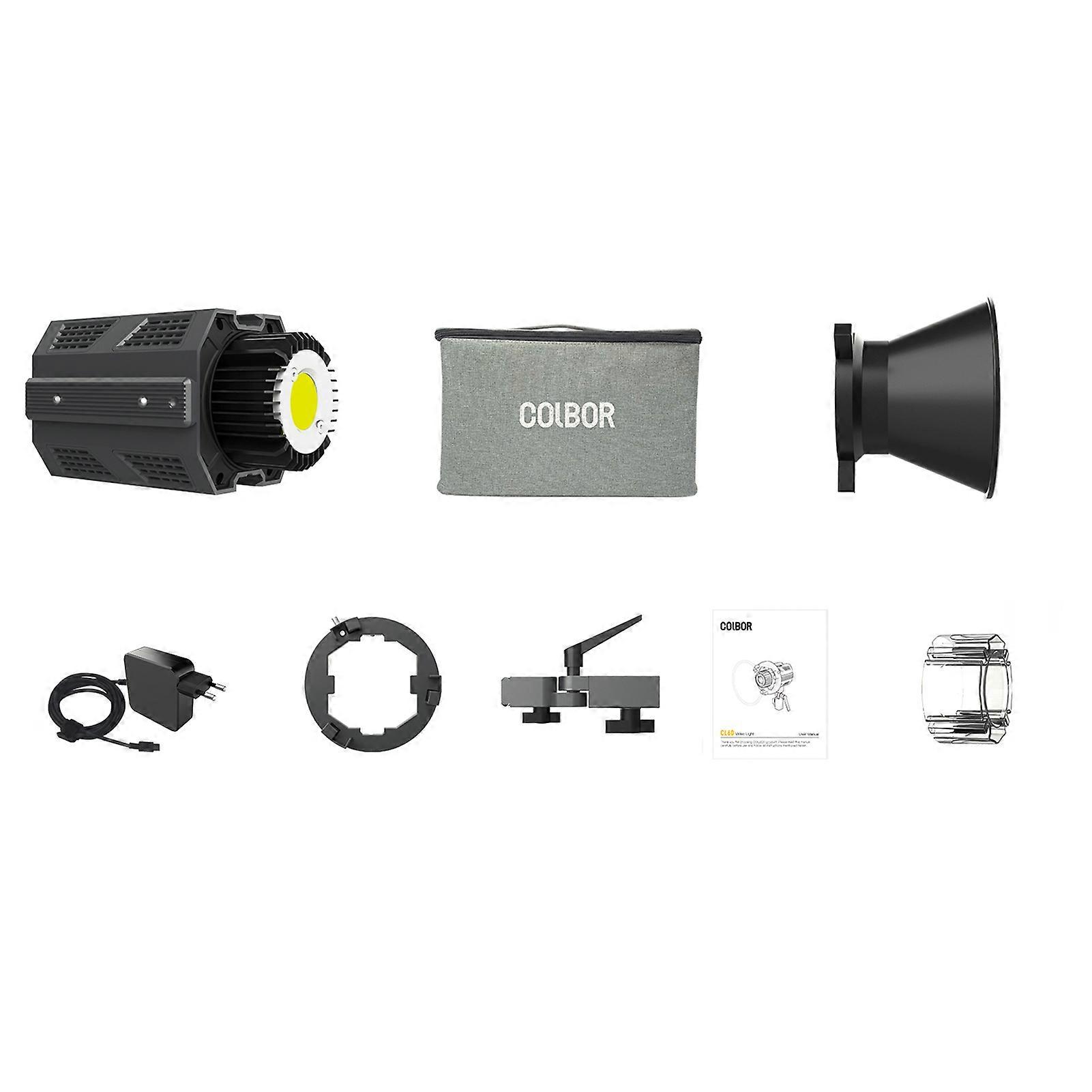 Compact Studio LED Video Light 65W Photography Fill Light 5600K Dimmable CRI97+ 7 Lighting Effect Modes APP Remote Control 2 Inch Large LCD Screen