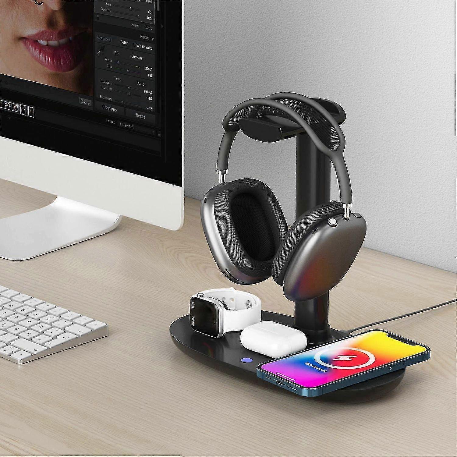 Four In One Hanger Wireless Charger Quick Charge Mobile Phone Holder For Suitable Headphones And Watch Headset