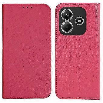 Compatível Para Xiaomi Redmi Note 14 5G Capa De Telefone De Couro De Textura Cruzada Escondida MagnéticaRosa SZRH AV